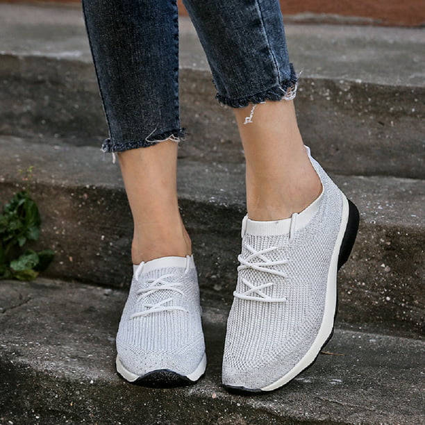 Unisex Womens Comfort Knit Sock Shoes Breath Mesh Tennis Sneakers Casual Walking 